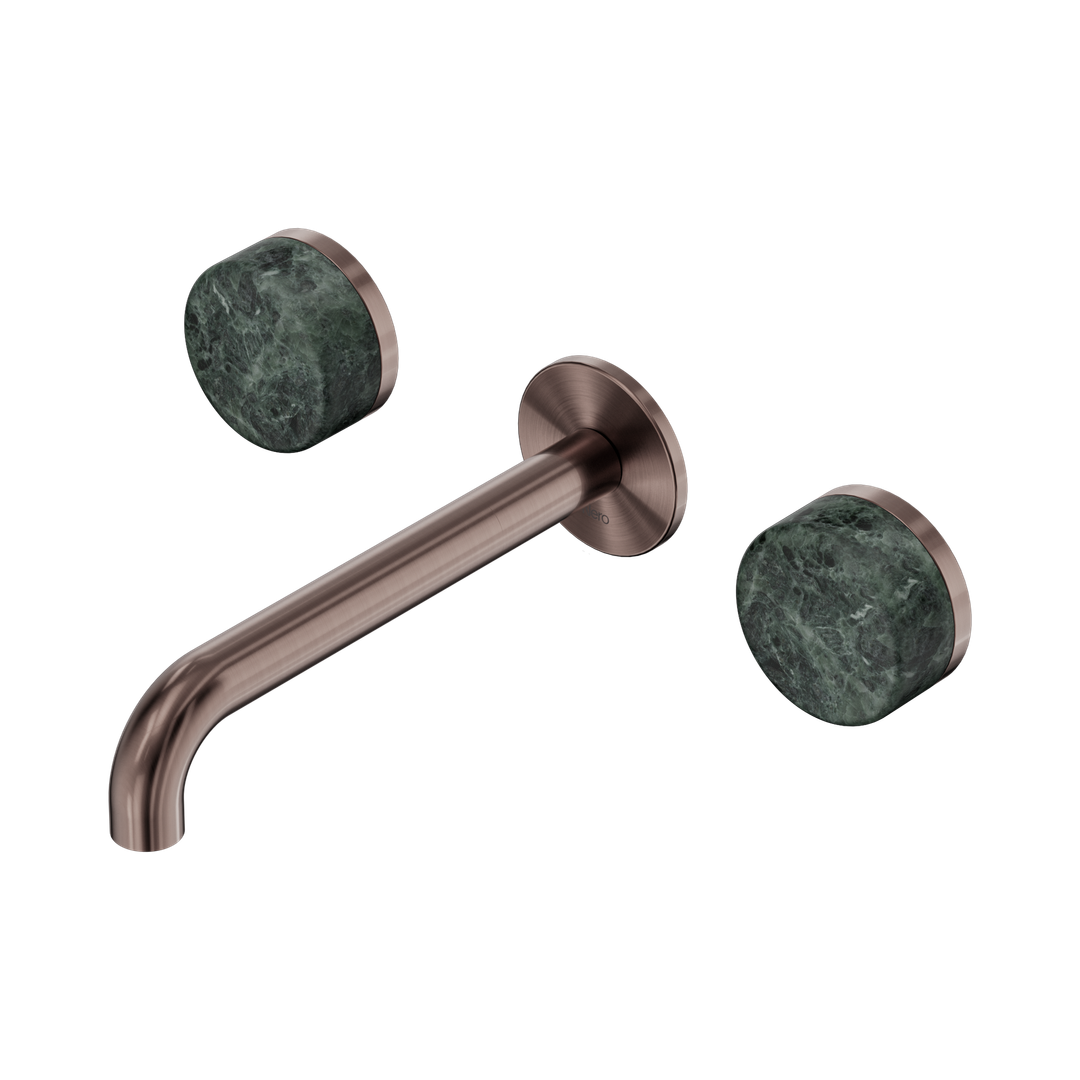 Nero Serenity Wall Basin Set 185Mm Spout Brushed Bronze - Verde Alpi Handle