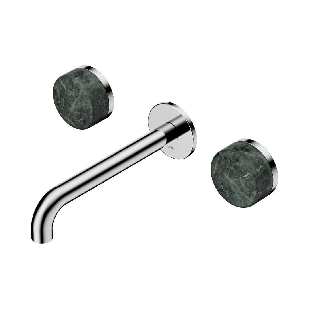 Nero Serenity Wall Basin Set 185Mm Spout Chrome - Verde Alpi Handle
