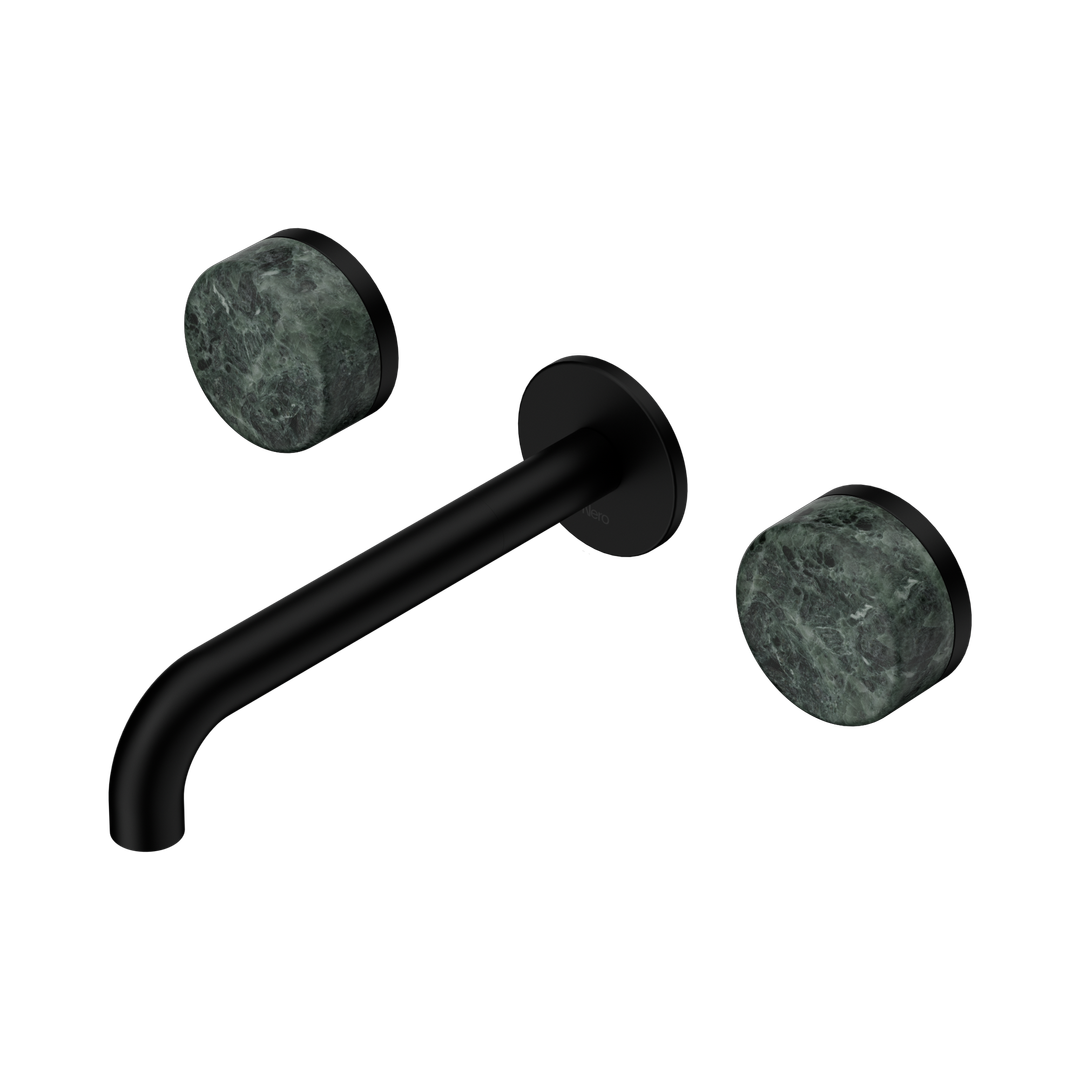 Nero Serenity Wall Basin Set 185Mm Spout Matte Black - Verde Alpi Handle