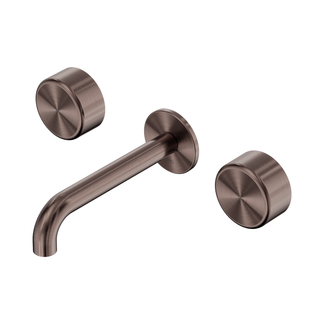 Nero Serenity Wall Basin Set 185Mm Spout Brushed Bronze - Metal Handle