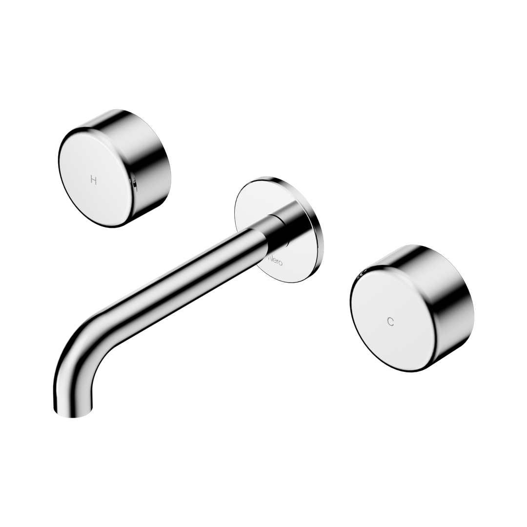 Nero Serenity Wall Basin Set 185Mm Spout Chrome - Metal Handle