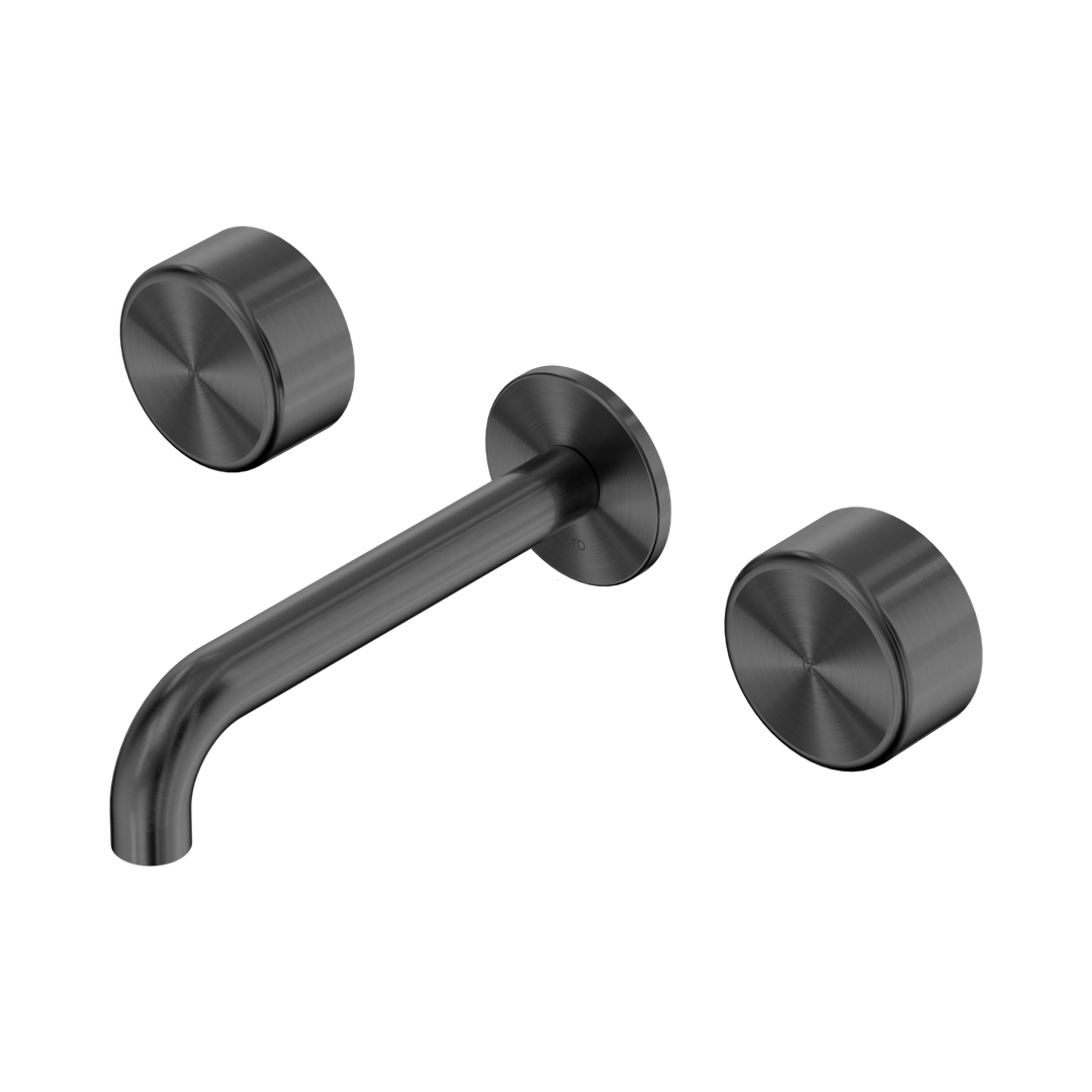 Nero Serenity Wall Basin Set 185Mm Spout Gunmetal - Metal Handle