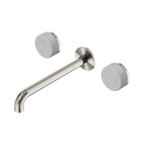 Nero Serenity Wall Basin Set 220Mm Spout Brushed Nickel - Carrara Handle
