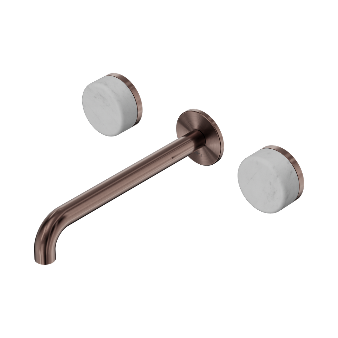 Nero Serenity Wall Basin Set 220Mm Spout Brushed Bronze - Carrara Handle