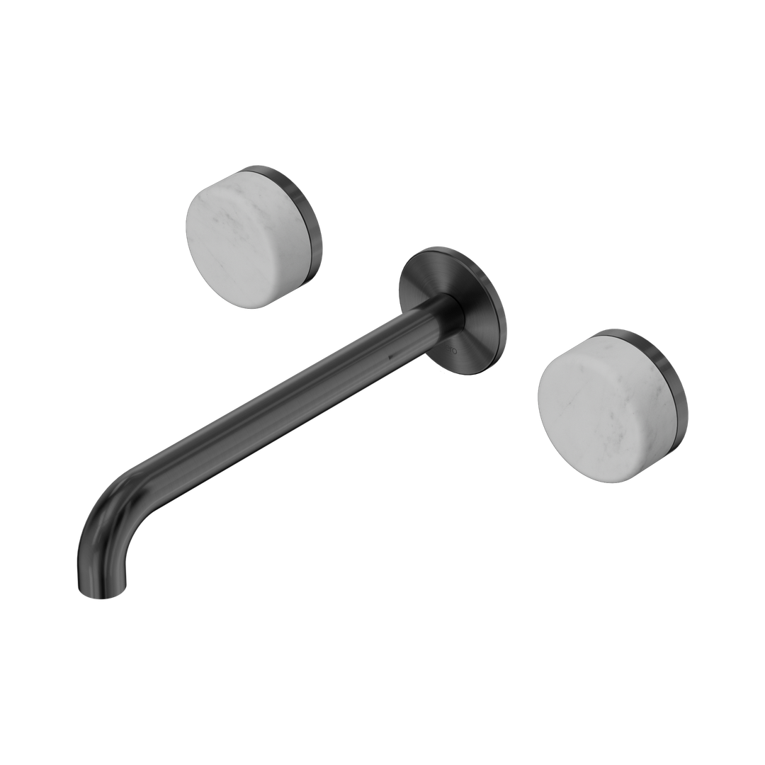 Nero Serenity Wall Basin Set 220Mm Spout Gunmetal - Carrara Handle