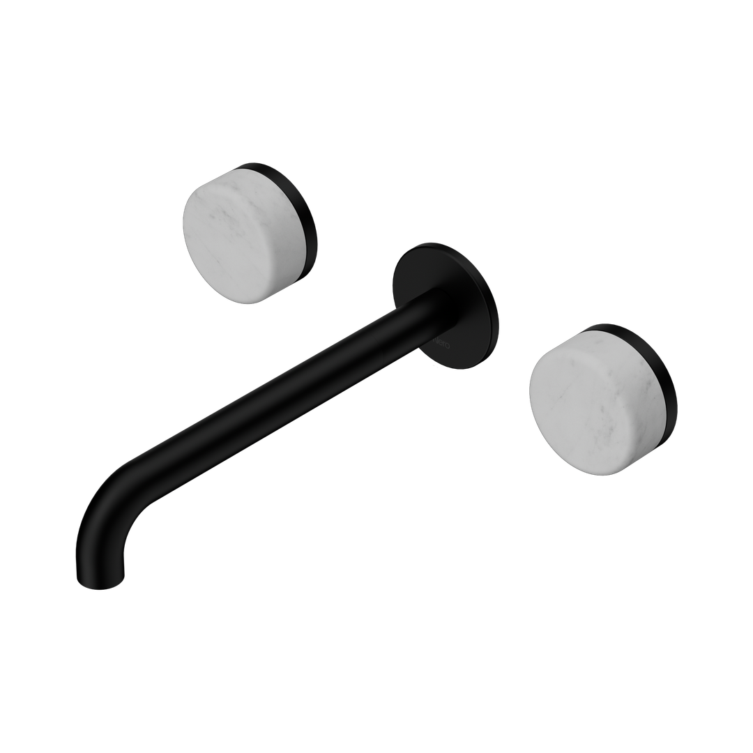 Nero Serenity Wall Basin Set 220Mm Spout Matte Black - Carrara Handle