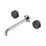 Nero Serenity Wall Basin Set 220Mm Spout Brushed Nickel - Verde Alpi Handle