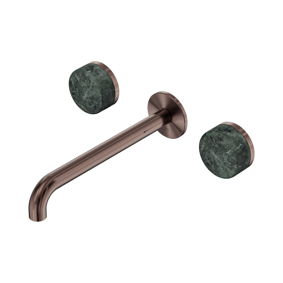 Nero Serenity Wall Basin Set 220Mm Spout Brushed Bronze - Verde Alpi Handle