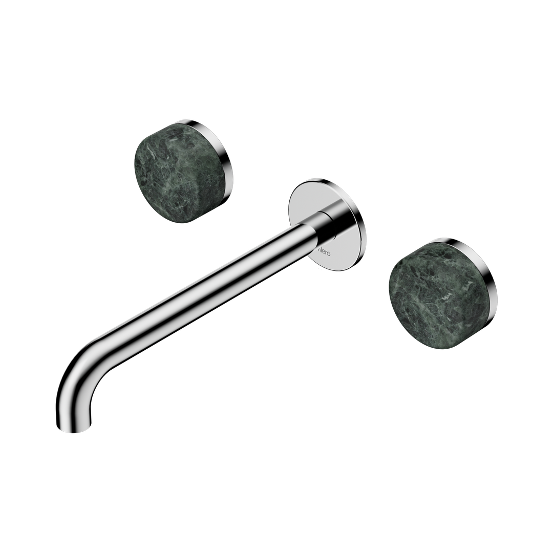 Nero Serenity Wall Basin Set 220Mm Spout Chrome - Verde Alpi Handle