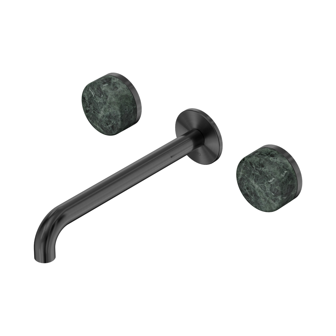 Nero Serenity Wall Basin Set 220Mm Spout Gunmetal - Verde Alpi Handle