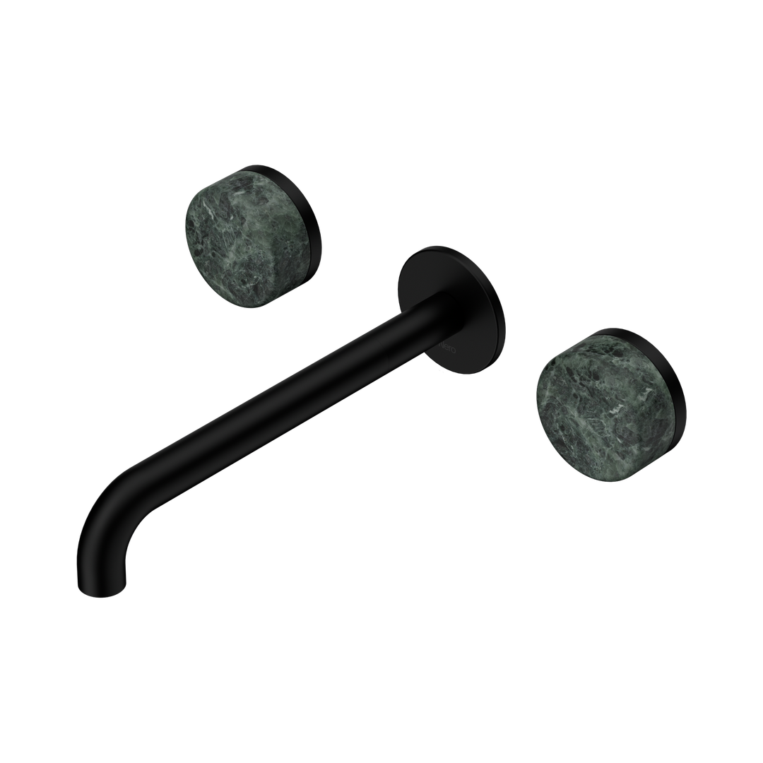 Nero Serenity Wall Basin Set 220Mm Spout Matte Black - Verde Alpi Handle