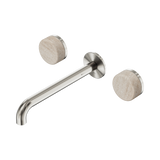 Nero Serenity Wall Basin Set 220Mm Spout Brushed Nickel - Rome Travertine Handle
