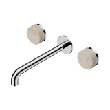Nero Serenity Wall Basin Set 220Mm Spout Chrome - Rome Travertine Handle