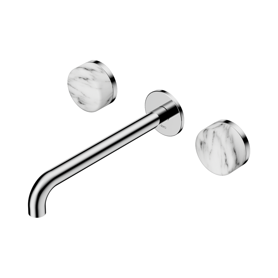 Nero Serenity Wall Basin Set 220Mm Spout Chrome - Arabescato Corchia Handle