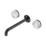 Nero Serenity Wall Basin Set 220Mm Spout Gunmetal - Arabescato Corchia Handle