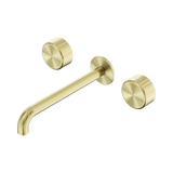 Nero Serenity Wall Basin Set 220Mm Spout Brushed Gold - Metal Handle
