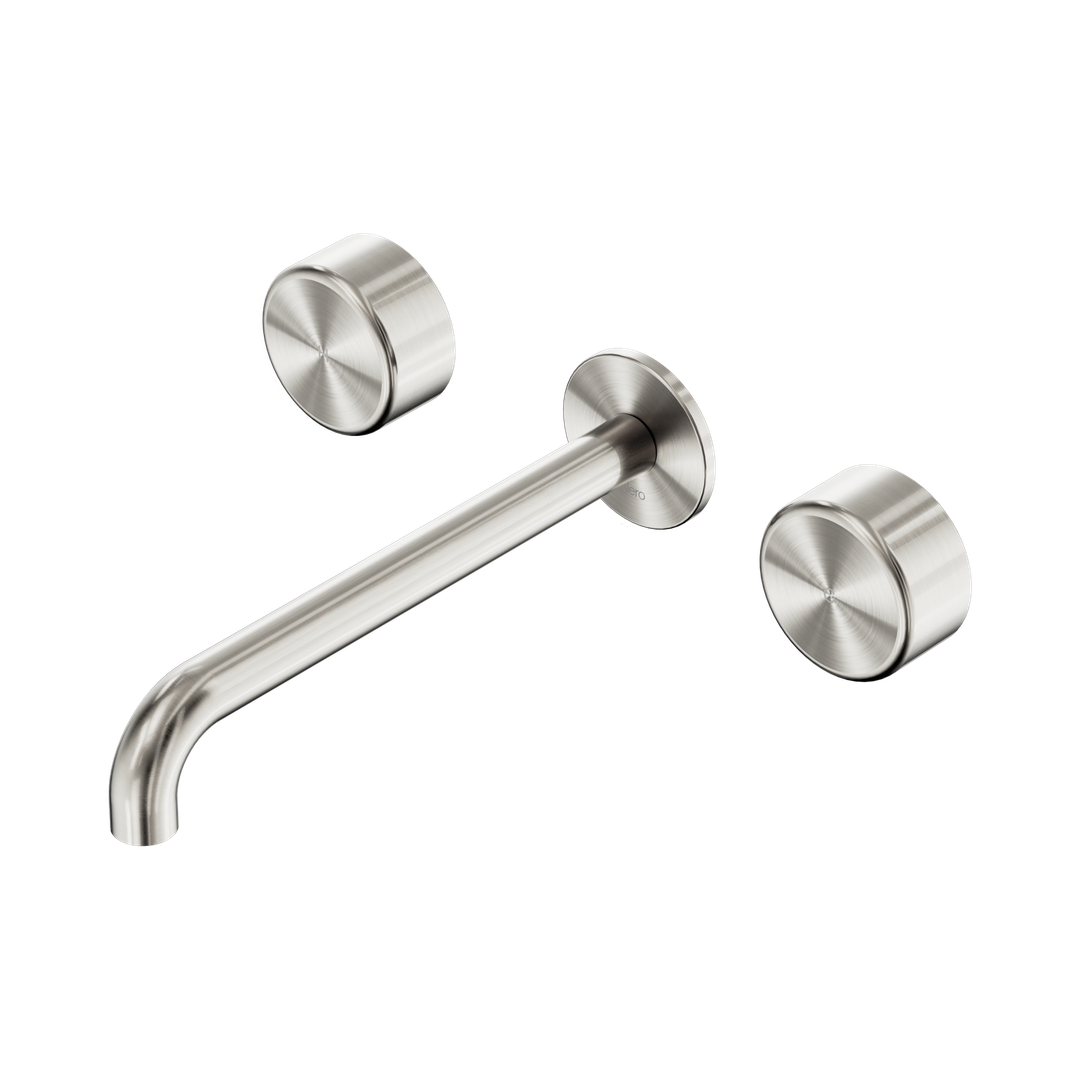 Nero Serenity Wall Basin Set 220Mm Spout Brushed Nickel - Metal Handle