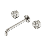 Nero Serenity Wall Basin Set 220Mm Spout Brushed Nickel - Metal Handle