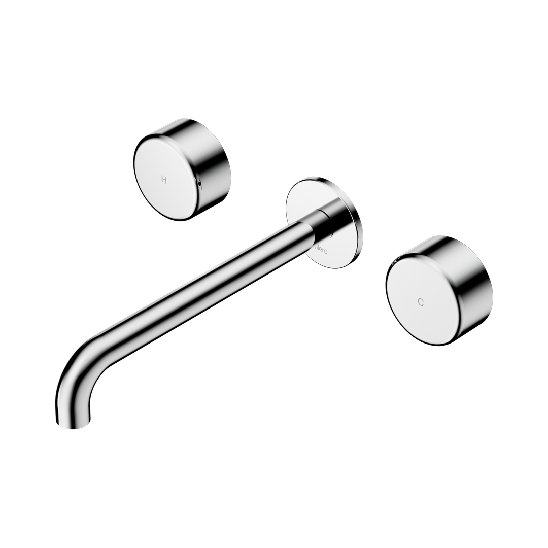 Nero Serenity Wall Basin Set 220Mm Spout Chrome - Metal Handle