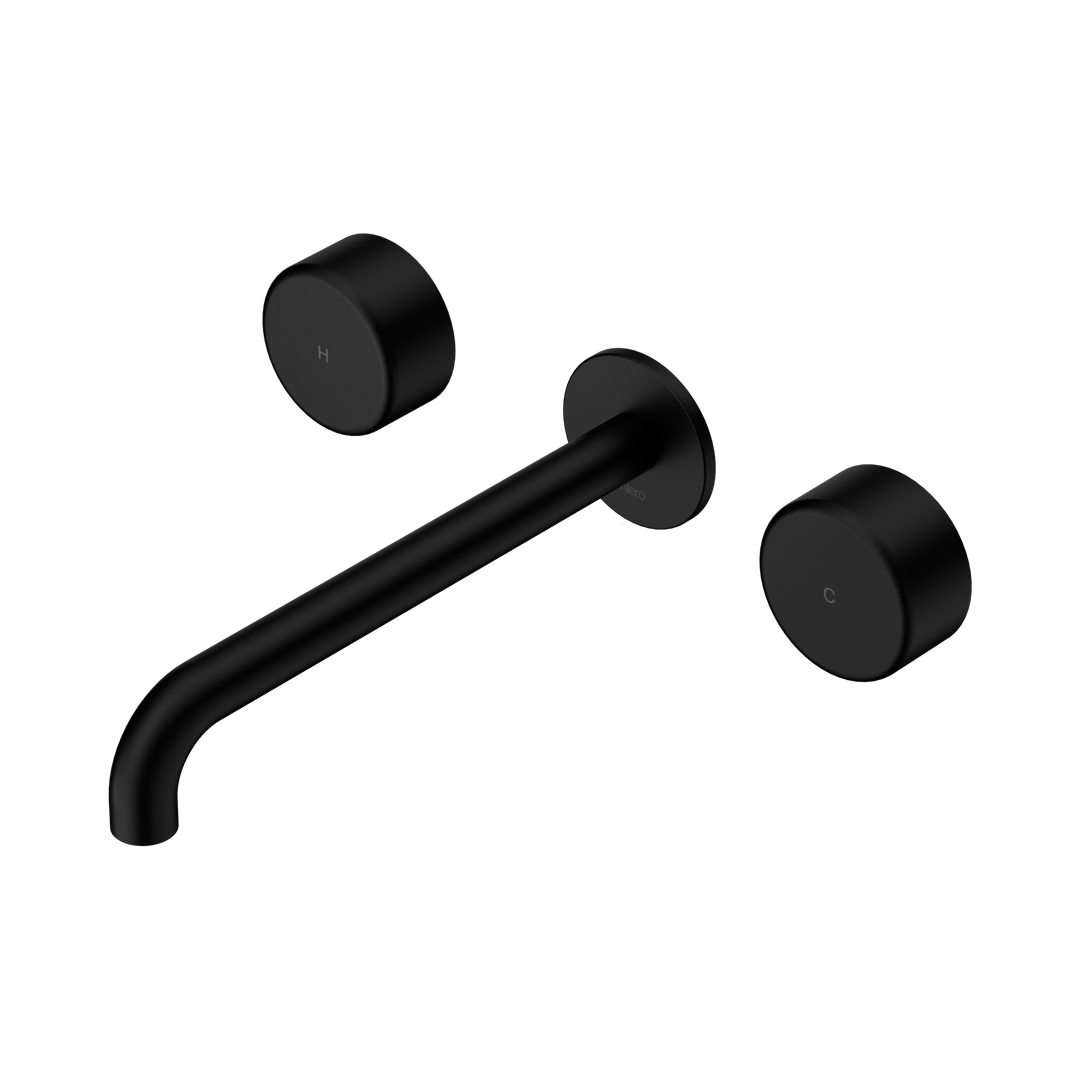 Nero Serenity Wall Basin Set 220Mm Spout Matte Black - Metal Handle
