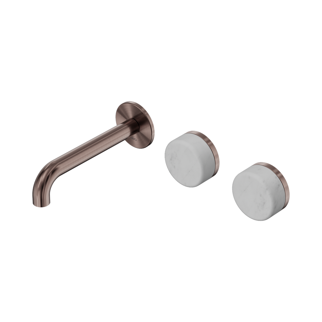 Nero Serenity Wall Basin Set 160Mm Offset Spout Brushed Bronze - Carrara Handle