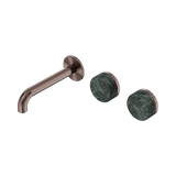 Nero Serenity Wall Basin Set 160Mm Offset Spout Brushed Bronze - Verde Alpi Handle
