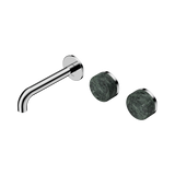 Nero Serenity Wall Basin Set 160Mm Offset Spout Chrome - Verde Alpi Handle