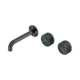 Nero Serenity Wall Basin Set 160Mm Offset Spout Gunmetal - Verde Alpi Handle