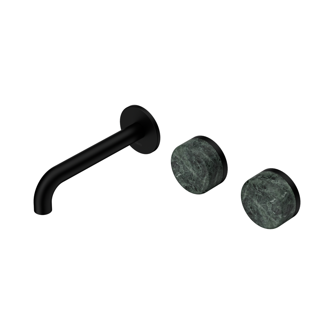Nero Serenity Wall Basin Set 160Mm Offset Spout Matte Black - Verde Alpi Handle