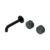 Nero Serenity Wall Basin Set 160Mm Offset Spout Matte Black - Verde Alpi Handle