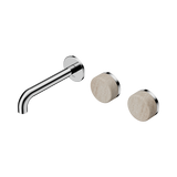 Nero Serenity Wall Basin Set 160Mm Offset Spout Chrome - Rome Travertine Handle
