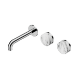 Nero Serenity Wall Basin Set 160Mm Offset Spout Chrome - Arabescato Corchia Handle