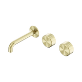 Nero Serenity Wall Basin Set 160Mm Offset Spout Brushed Gold - Metal Handle