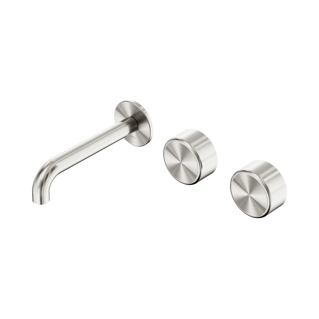Nero Serenity Wall Basin Set 160Mm Offset Spout Brushed Nickel - Metal Handle