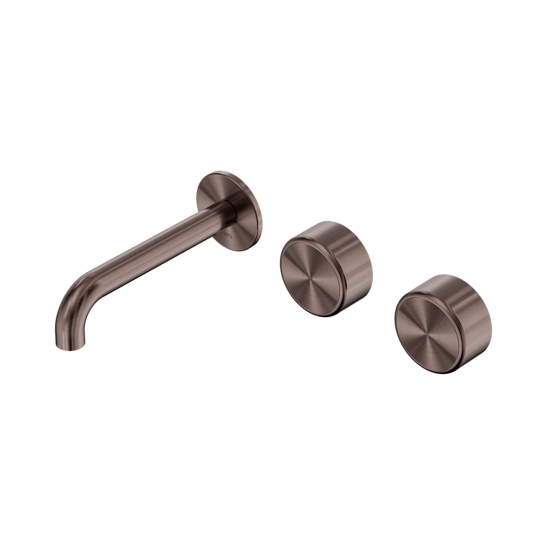 Nero Serenity Wall Basin Set 160Mm Offset Spout Brushed Bronze - Metal Handle