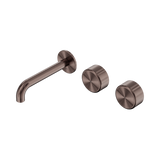Nero Serenity Wall Basin Set 160Mm Offset Spout Brushed Bronze - Metal Handle