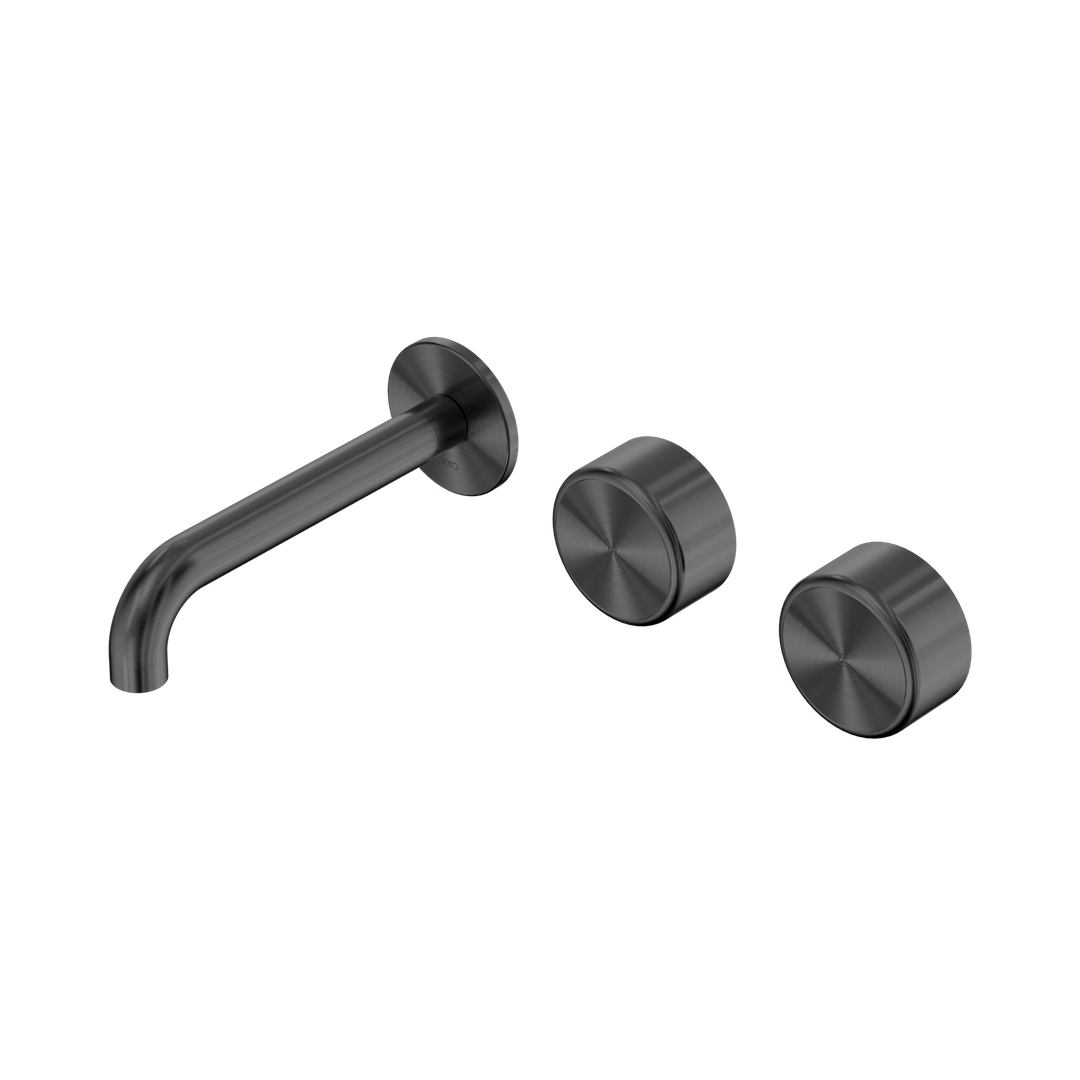 Nero Serenity Wall Basin Set 160Mm Offset Spout Gunmetal - Metal Handle