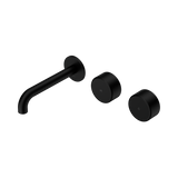 Nero Serenity Wall Basin Set 160Mm Offset Spout Matte Black - Metal Handle
