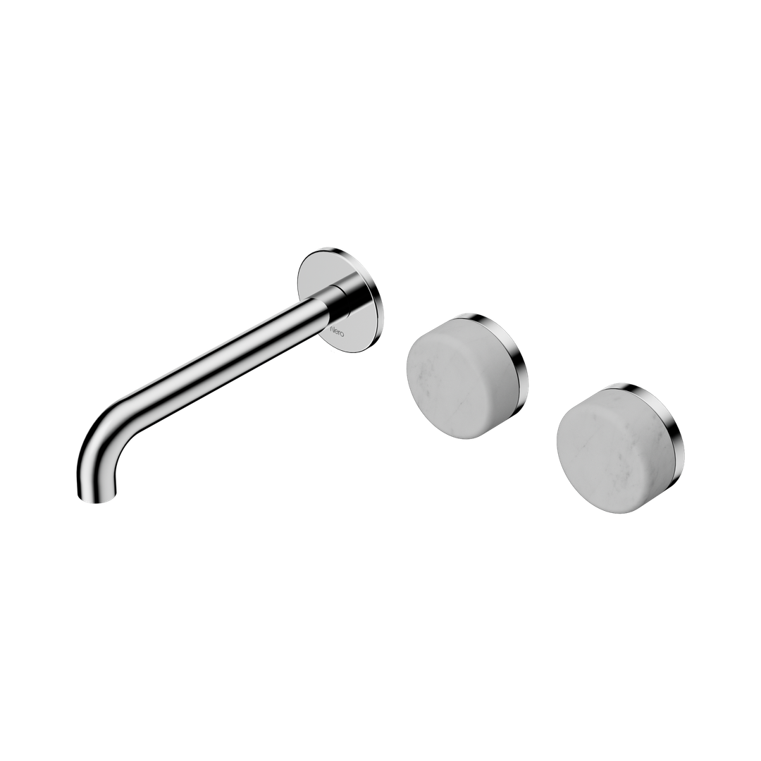 Nero Serenity Wall Basin Set 185Mm Offset Spout Chrome - Carrara Handle