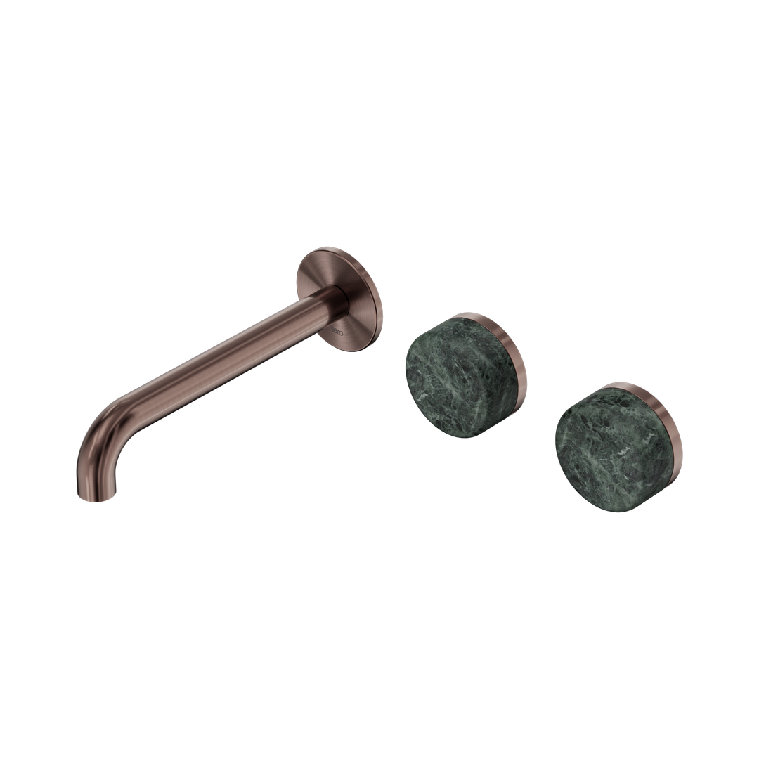 Nero Serenity Wall Basin Set 185Mm Offset Spout Brushed Bronze - Verde Alpi Handle