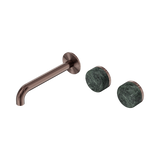 Nero Serenity Wall Basin Set 185Mm Offset Spout Brushed Bronze - Verde Alpi Handle