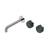 Nero Serenity Wall Basin Set 185Mm Offset Spout Chrome - Verde Alpi Handle