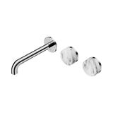 Nero Serenity Wall Basin Set 185Mm Offset Spout Chrome - Arabescato Corchia Handle