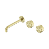 Nero Serenity Wall Basin Set 185Mm Offset Spout Brushed Gold - Metal Handle