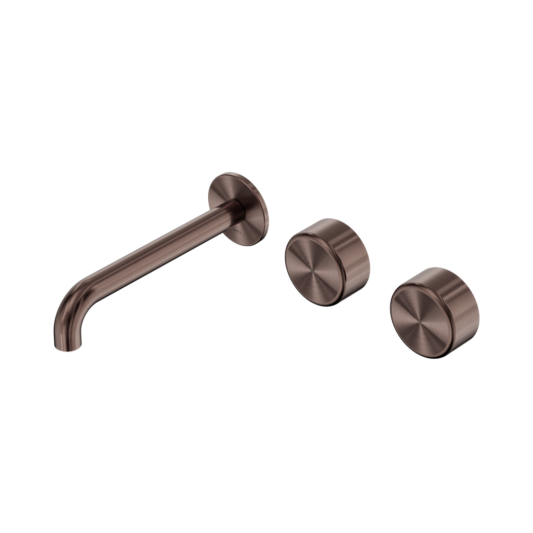 Nero Serenity Wall Basin Set 185Mm Offset Spout Brushed Bronze - Metal Handle