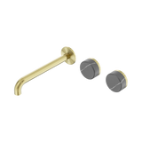 Nero Serenity Wall Basin Set 220Mm Offset Spout Brushed Gold - Carrara Handle