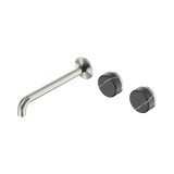 Nero Serenity Wall Basin Set 220Mm Offset Spout Brushed Nickel - Carrara Handle