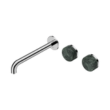 Nero Serenity Wall Basin Set 220Mm Offset Spout Chrome - Verde Alpi Handle