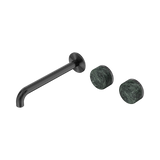 Nero Serenity Wall Basin Set 220Mm Offset Spout Gunmetal - Verde Alpi Handle