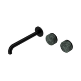 Nero Serenity Wall Basin Set 220Mm Offset Spout Matte Black - Verde Alpi Handle